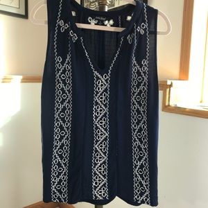 Embroidered Lucky Brand Sleeveless Loose Tank